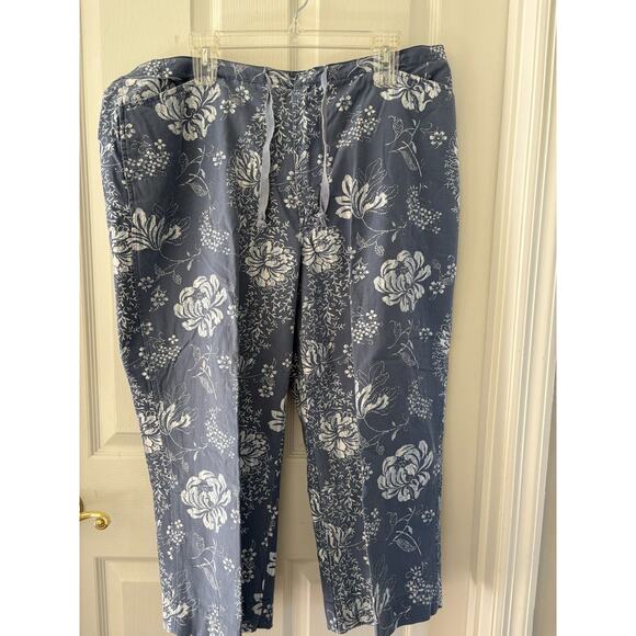 Faded Glory Capri Pants Womens XL Blue Cotton Blend Pockets hi Rise Flat Front - Picture 1 of 10